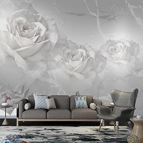 XTSWallpaper Blanc Élégant Floral 140X70Cm Papier Peint Photo 3D Optique Trompe L Oeil | Déco Mural Tableaux Muraux Photo Mural Décor Motif Poster Géant Stickers Muraux Optique Fond Effet