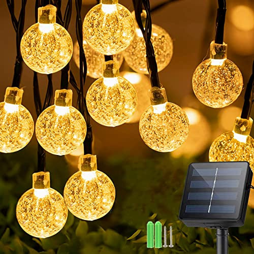 Sunlisky Solar Lichterkette Aussen, 7m 33 LED Solar Kristall Kugeln, 8 Modi Lichterkette Außen Solar, Wasserdicht IP65 Solarlichterkette Außen Wetterfest Für Pavillon, Garten, Balkon, Terrasse,Goove