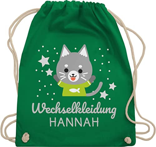 Turnbeutel Rucksack - Kita Beutel Wechselsachen Mädchen - Wechselkleidung Katze - Unisize - Grün - kindergarten personalisierter kindergartenrucksack wechselbeutel personalisierte