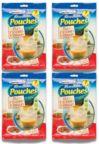 Sealapack Resealable Pouches Food Soup Storage Bags - 28 Pour And Store Freezer Bags - Self Standing Soup Bags For Freezer