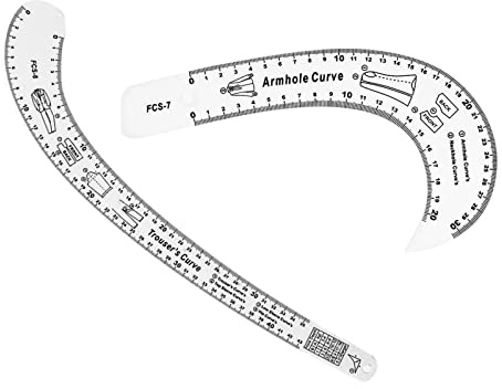 Perfeclan 2 X Französisches Kurvenlineal, Schneiderwerkzeug, Acryl Kleiderkurvenlineal, Musterherstellung von Kleidung, DIY Modedesign, Maßschneiderei, Nählinea
