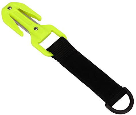 FOLOSAFENAR Diving Safety Tank Cutter diving cutter Scuba Diving Strap Cutter 420J2 Stainless Steel line cutter tauchen for Safe Diving (Fluorescent Yellow) Cuchillos y tijeras