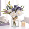 GDSSG Fake Artificial Flowers with Vase,Silk Blue Daliha Flower Arrangements in Vase for Home Office Farmhouse Centerpiece Table Decor