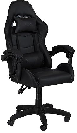 Totò Piccinni Sedia GAMING Ergonomica Reclinabile Girevole con cuscini in similpelle con rotelle e poggiatesta (Nero)