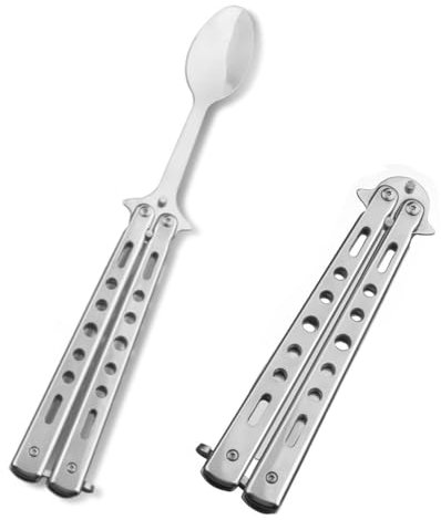 Luoyuanjia Butterfly Spoon Camping Spoon, Foldable Utensils Convenient Spoon Camping Stainless Steel Utensils for Kitchen BBQ Camping Travel Outdoor
