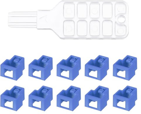 sourcing map 10pcs Port Blocker Locking RJ45 Port/Dust Blocker with Plastic Color Coded Keys,Blue