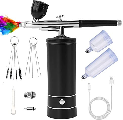 MARKELL Kit with Compressor, Rechargeable Portable High Pressure Air Brushes with 0.3mm Nozzle