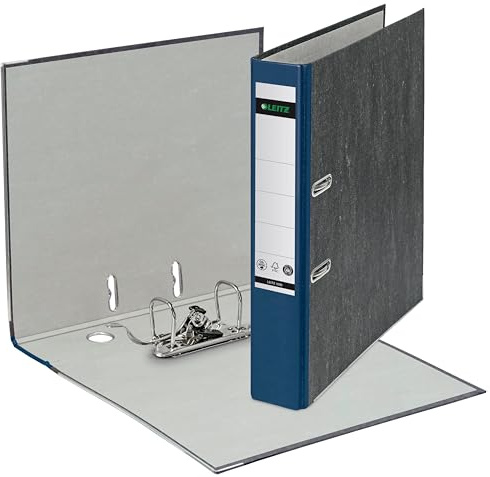 Leitz Qualitäts-Ordner, das Original, Klimaneutral, DIN A4 Aktenordner schmal, 20er Pack, 5 cm breit, Wolkenmarmor-Papier, Recycling-Ordner, Blauer Engel, Mit 180° Mechanik (blau) 10505035