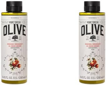 KORRES Olive Pomegranate feuchtigkeitsspendendes Duschgel für geschmeidige Haut, mit extra nativem Olivenöl, vegan, 250 ml (Packung mit 2)