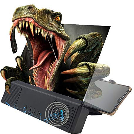 Lente d'Ingrandimento per Smartphone Proiettore per Smartphone Schermo da 12 Pollici Altoparlante Bluetooth 3D Ingrandisci Film HD Amplificatore Proiettore Cellulare Regolabile con Supporto