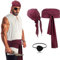 Piraten Accessoires Damen Herren, Piraten Kopftuch Taillengürtel Augenklappe Piratenkostüm Damen Herren Accessoires, Pirat Kostüm Frauen Damen Herren Bandana Gürtel für Fasching Karneval Halloween