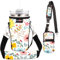 AUPET Water Bottle Holder Carrier Bag fit for 30/20 /14 oz Stanley Flowstate IceFlow Yeti Tumbler,Cup Accessories Sleeve Sling with Phone Pouch & Strap (Colorful Herbs Flowers, fit for Tumbler 20oz)