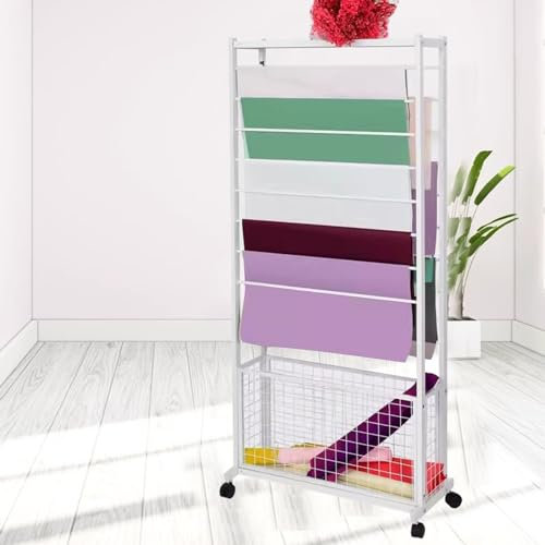 Floor Stand Ribbon Spool Holder Movable, Craft Sewing Room Ribbon Organizer Rack/ Wrapping Paper Dispenser, Space Saving Tie Scarf Display Stand, for Cake Shop Garage Laundry Room ( Color : White , Si