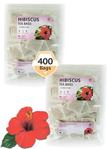 TeaDreamTea Hibiscus Tea Bags | 400 Bleach-Free Tea Bags | Caffeine Free | Dried hibiscus Flowers |Hibiscus Flower Tea | Dried Flower Tea |HerbalHibiscus