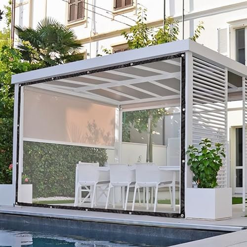 Baches Imperméables pour Exterieur, Bache Transparente avec Oeillets, Rideau Plastique Transparent Terrasse PVC, Personnalisables Pergola Panneau Latéral, pour Gazebo, Terrasse, Deck ( Size : 2x5m(6.5