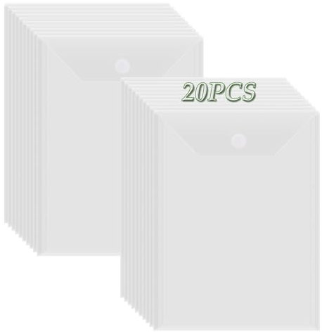 OTCRAFT 20 Stück/Set 17,8 x 23,9 cm transparente Stempel- und Stanzschablonen-Aufbewahrungstaschen, Kunststoff-Umschläge, DIY, Scrapbooking, Aufbewahrung, Stanzformen für Schablonen, Aufbewahrung,