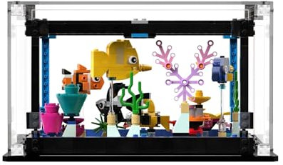icuanuty Acryl Vitrine für Lego Creator Fish Tank Aquarium Staffelei & Schatztruhe 31122, Staubgeschützte Aufbewahrung und Organisation Vitrine für Lego Modell, Größe: 31x20x21 cm (Nur Display Case)