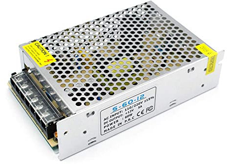 inShareplus 12V Netzteil 5A 60W, DC Universal Geregeltes Schaltnetzteil, Trafo 230V auf 12V LED-Treiber, Transformator, Adapter für LED-Streifenlicht, 3D-Drucker, Radio, Computerprojekt