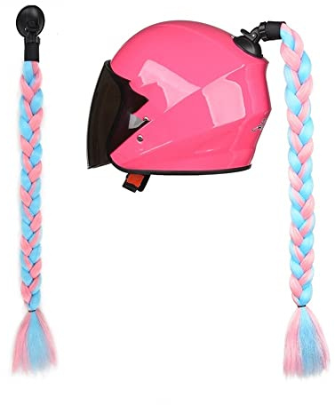 Helm geflochtener Pferdeschwanz,Motorrad Fahrrad Helm Haar Zöpfe Haarteile Motorrad Helm ZöPfe Helm Braids Retro Motorradhelm Braids für Motorrad Fahrrad Helm Haar mit Saugnapf für Kinder Erwachsene