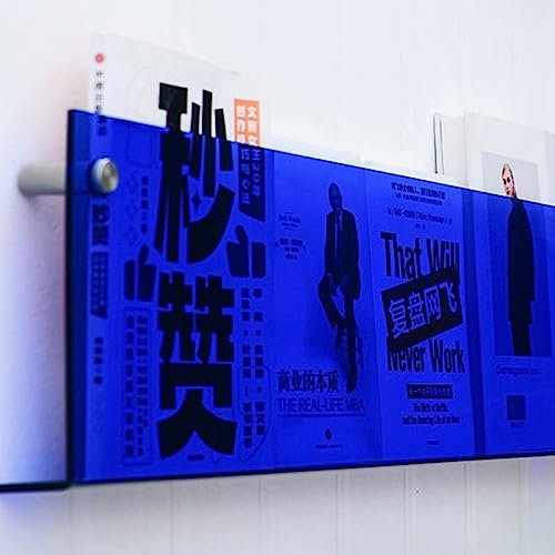 ZJFJMBD Magazin Rack Acryl Wandregal, Zeitschriftenhalter Broschürenhalter Wandmontage, Klar, Breite 60 80 100 120 cm, Blau Grün Orange