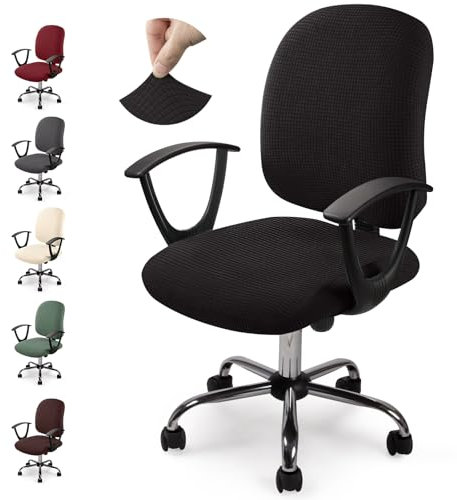 Bezug für Bürostuhl Bürostuhl-Bezug Waschbarer elastischer Sitzbezug Jacquard Computer-Bürostuhl Bezug Universal Stuhl Bezüge Drehstuhl Bezüge Set für Bürostuhl Armlehnen Stuhl (No Stuhl)(Schwarz,2)-Y