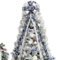 Hismir Large Christmas Bow with Glitter Streamer and Patterned Ribbon, Decorative Bows for Xmas Tree Wreath Door Festival Home Decor (Blue & Silver Snowflake)