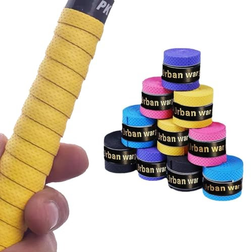 SGERUFZ 10 Pcs Cintas de Agarre de Raqueta Overgrips Padel Grips Padel Perforados para Raqueta de Tenis Bádminton Antideslizantes y de Secado Rápido Mango Multicolor