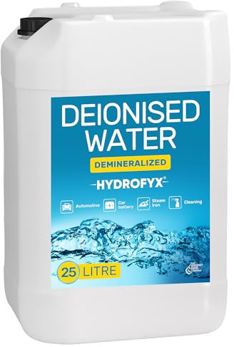 HYDROFYX 25L Deionised Water – Demineralised, Low Conductivity – Fast Dispatch – For Irons, Steam Cleaners, Car Batteries, Radiators & Cleaning