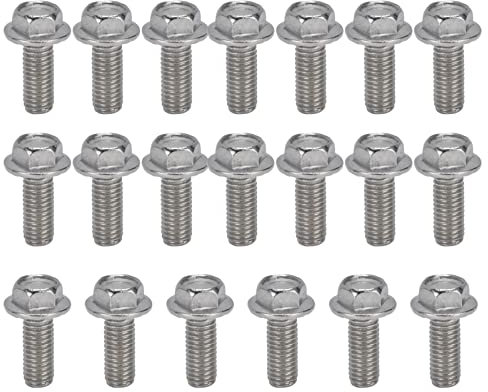 20 Stück M10x1,5 Schraubenbolzen, Flansch-Sechskantschrauben A2-70 Edelstahl-Flansch-Sechskantschrauben mit Dichtung DIN6921 (M10 * 25)
