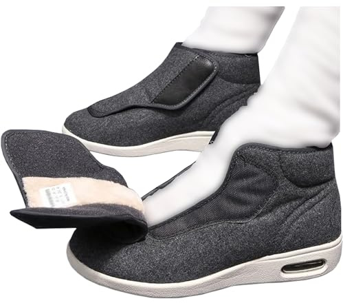 DHIJUPNG Warm Diabetiker Winterschuhe Herren Damen Extra Weit Senioren Hausschuhe mit Klettverschluss Senioren Orthopädische Schuhe Boots für Geschwollene Füße Breite Füße