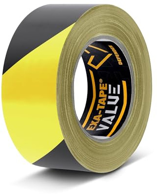 Defender EXA TAPE VALUE - PVC Warnband | Fixieren und Markieren; sehr hohe Klebkraft; leicht ablösbar; leicht abreißbar; 50 mm x 50 m; matt Schwarz
