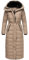 Navahoo Damen Wintermantel Warmer Steppmantel lang mit Kapuze und Taillengürtel Das Teil XIV Taupe Grey Gr. XL