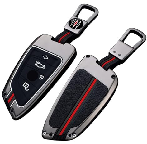 OTMIK Housse pour clé de voiture en alliage de zinc Compatible avec bmw F30 F11 X3 F25 Serie 1 E39 X4 G20 X5 G05 F40 X6 F44 216 X1 G30 320i Accessoires pour porte clés (4 Boutons Mat A)