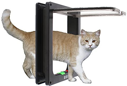 Katzenklappe, Katzentür aus Kunststoff, Katzenklappe Außentür, Katzenklappe Innentür, Cat Door, Katzentüre, für Innen- und Außentür, Fenster, Wand, 28.5 x 24.5 x 5.5cm