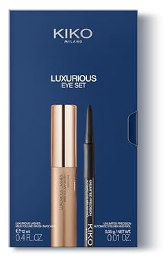 KIKO Milano Luxurious Eye Set, Kit Maquillage : 1 Mascara Effet Cils Remodelés Et 1 Crayon Yeux