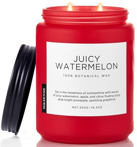 M&SENSE Wassermelone Duftkerze (550g, 110h) – 2-Docht Fruchtduft Kerze aus natürlichem Sojawachs – Nicht toxisch, langanhaltend – Aromatherapie für Zuhause – Geschenk zum Einzug