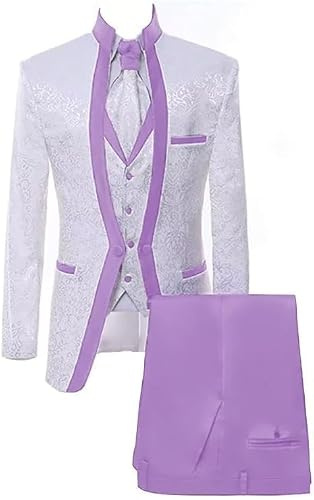 Paisley Slim Fit Weiß Premium Floral Smoking Abschlussball Hochzeit Bräutigam 3-teilig Anzüge