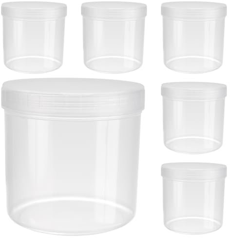 UNGFEI 6 PCS Plastic Storage Jars with Screw Top Lids, 500ml Transparent Airtight Food Containers for Kitchen, Pantry, Organizing