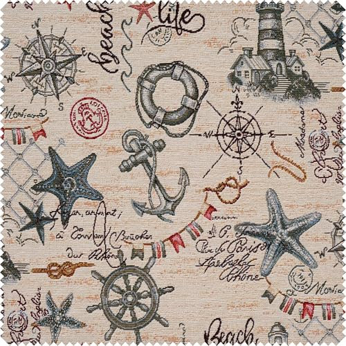VBS Marktplatz Gobelin-Stoff Costa Marino Motivstoff 140 cm breit Meterware,Frühjahrsmotiv, Dekostoff, Scrapbooking, Basteln