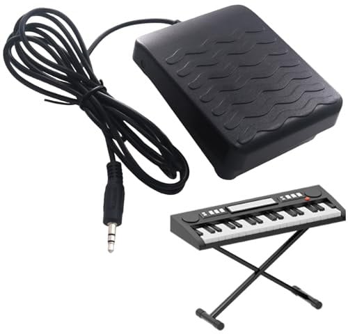 Rwigeboo Sustain Pedal, 3.5mm Jacks with 1.8M Cable Sturdy Electric Piano Sustain Pedal, Anti-Slip Keyboard Accessories for Training, Exercise, Repairing