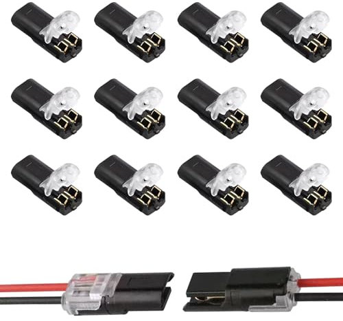Connecteur 12v,Lot de 12 Connecteur Etanche 2 Fils 12v,Connecteur Electrique Etanche,Connecteurs de Câble de Voiture Étanches à 2 Broches,pour Câble 18-22 AWG,Connecteur Electrique Rapide pour Voiture