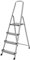 HR Hogar - Escalera Plegable 4 Peldaños de Aluminio Homologada - Fabricada en Europa - Antideslizante, Resistente y Segura - Carga máx. 150 kg, Altura útil: 83 cm
