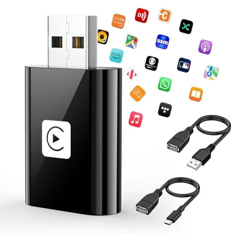 Mini Wireless CarPlay Adapter for Apple, 2025 Upgrade CarPlay Dongle Konvertiert Kabelgebunden zu Kabellos for iPhone, USB C/A Plug and Playfür only für iOS 10+