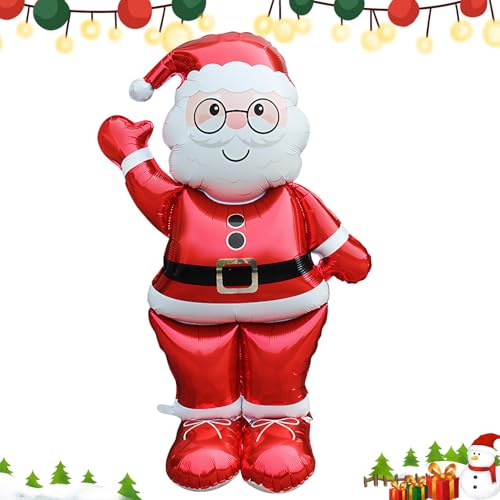 Weihnachtsmann Luftballon,Weihnachtsmann Folienballon Stehender,XXL Weihna-chtsmann Luftballon Weihnachten-Deko 155X 90cm,luftballons weihnachten,Weihnachtsballon Stehender für Weihnachts Outdoor Deko