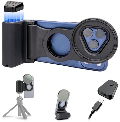Magnetic Phone Handgirp & Lens Filter Adapter for iPhone 17 16 15 Pro Max | 67mm Phone Filter Mount with Universal Smartphone Camera Shutter Grip for Photography Video Shooting(NO Filters)