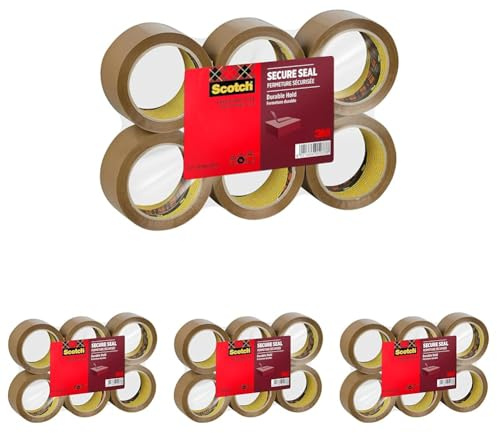 Scotch Ruban adhésif d'emballage havane, 6 rouleaux, 50 mm x 66 m (Lot de 4)