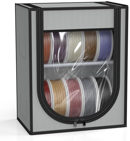 JINDUN 3D Filament Aufbewahrung, Filament Aufbewahrungsbox mit 2-stöckiges Metall Regal &Transparenter Abdeckung &Trockenmittel, Für 10-12 Rollen (PLA, ABS, PETG, TPU), Platzsparend für Werkstatt&Heim