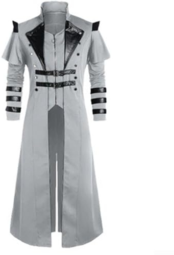Herren Gothic Steampunk Frack Jacke Viktorianischen Assassinen und Piraten Design für Kostüm und Cosplay Polyester Oberbekleidung (S Grau)
