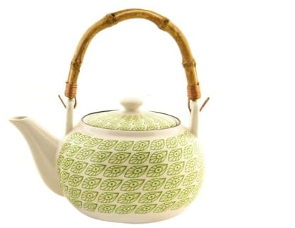 Hogar y más - Tetera de Gres. Modelo Hojas - Verde