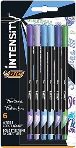 BIC Intensity Fineliner, Filzstifte in 6 verschiedenen Lagunenfarben, mit feiner Spitze, für Bullet Journal & Mandala
